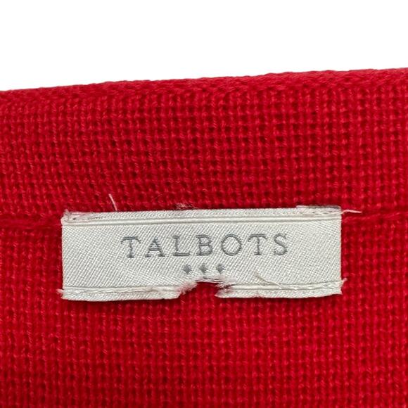 Talbots Cardigan Sweater Red Fringe Long Sleeve Open Front Cotton Knit XL - Picture 6 of 7